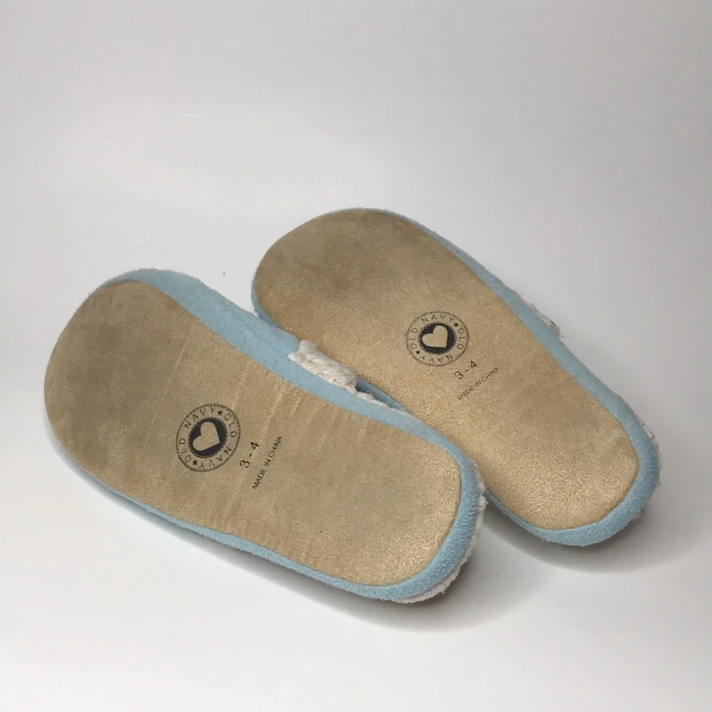 Old Navy Kids Fleece Slippers Size 3-4 Blue & Cream